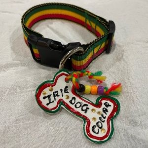 Jamaican Colored Dog Collar Size M-L NWT
